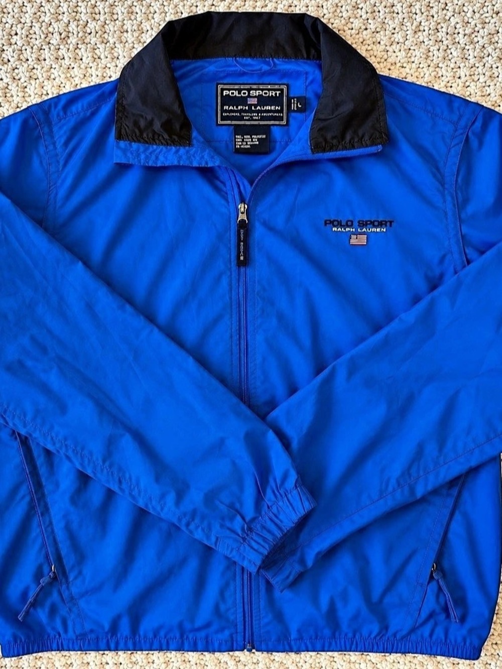 Polo Sport Windbreaker Blue & Black Size Large Like New vintage